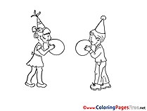 Balloons Kids download Colouring Sheet free