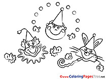 Carnival Clown Party Colouring Page printable free
