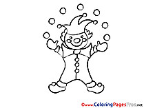 Clown Kids free Party Coloring Page