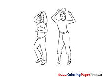 Dancers free Party Colouring Page download