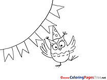 Flags Owl download Party Colouring Sheet free