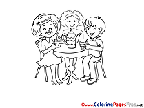 Friends Tea Party Kids free Coloring Page