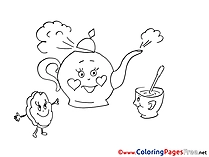 Kettle Cookie for Kids printable Colouring Page
