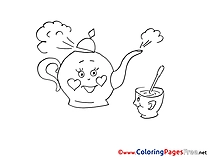 Kettle Cup of Tea for free Coloring Pages download