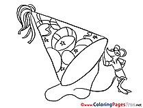 Mouse Party Cap Kids free Coloring Page