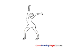 Woman Dance Colouring Page printable free