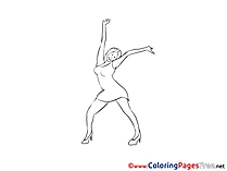 Woman Dance Colouring Page printable free