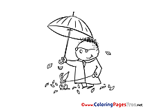 Autumn Man with Dog Colouring Page printable free