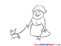 Dog and Old Woman printable Coloring Sheets download