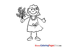 Flowers for free Coloring Pages Girl download