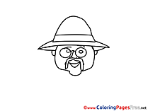 Glasses Coloring Sheets download free Old Man