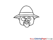 Glasses Coloring Sheets download free Old Man