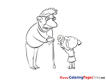 Grandfather and Girl for Children free Coloring Pages