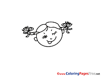 Head download Colouring Sheet Girl smiles free