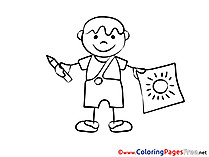 Image Children download Colouring Page Boy paints