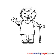 Old Man Grandfather Colouring Sheet download free