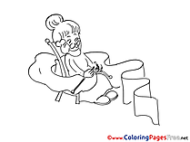 Sewing Children download Colouring Page Grandmother