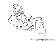 Sewing Children download Colouring Page Grandmother