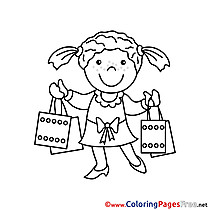 Shopping Girl download printable Coloring Pages