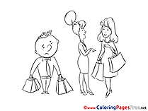 Shopping Kids free Coloring Page