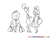 Shopping Kids free Coloring Page