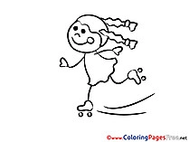 Skates Girl free printable Coloring Sheets