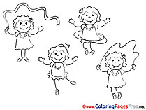 Sport Girls Colouring Sheet download free