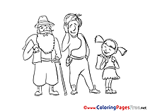 Three Persons free Colouring Page download