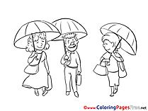 Umbrellas for Kids printable Colouring Page