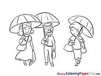 Umbrellas for Kids printable Colouring Page