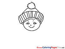 Winter printable Coloring Sheets download Woman