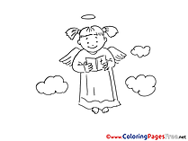 Clouds printable Coloring Pages Christening Angel