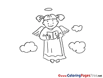 Clouds printable Coloring Pages Christening Angel