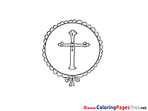 Cross Colouring Page Christening free