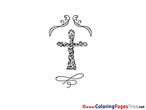 Cross printable Christening Coloring Sheets