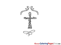 Cross printable Christening Coloring Sheets