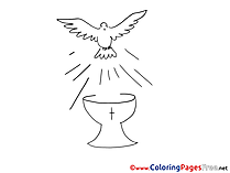 Cup Pigeon Christening Coloring Pages free