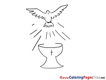 Cup Pigeon Christening Coloring Pages free