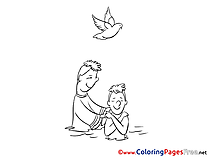 Priest Children Christening Colouring Page