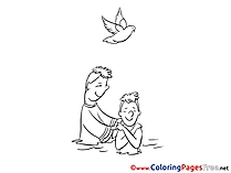 Priest Children Christening Colouring Page