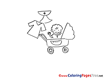 Stroller free Christening Coloring Sheets