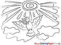 Nuages Sun Children Pentecost Colouring Page