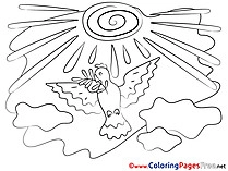 Nuages Sun Children Pentecost Colouring Page