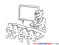 Cat School for Children free Coloring Pages