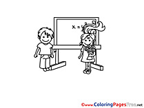 Classroom Pupils download Colouring Sheet free