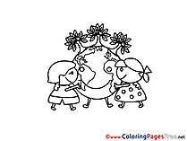 Earth Planet Kids free Coloring Page