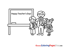 Happy Teacher's Day School Colouring Page printable free
