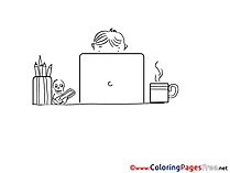 Laptop School download printable Coloring Pages