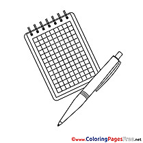 Pen Notepad Colouring Sheet download free