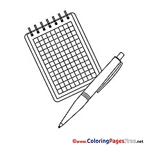 Pen Notepad Colouring Sheet download free